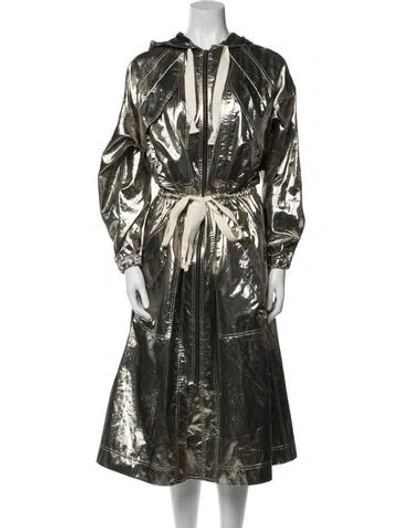 Pre-owned Isabel Marant Silk Printed Trench Coat In Gold