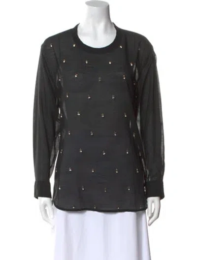 Pre-owned Isabel Marant Silk Scoop Neck Button-up Top In Black