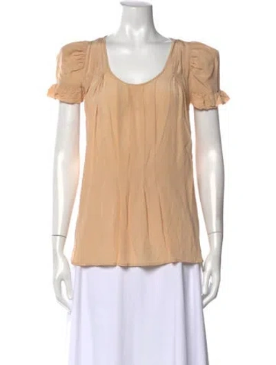 Pre-owned Isabel Marant Silk Scoop Neck Top In Brown