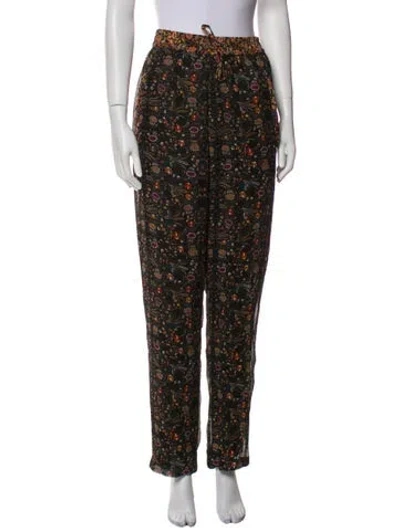 Pre-owned Isabel Marant Silk Straight Leg Pants In Black