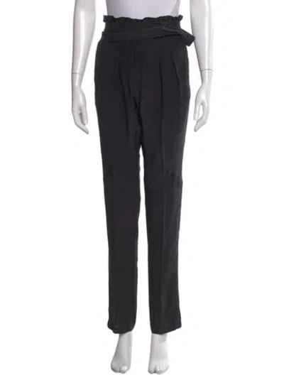 Pre-owned Isabel Marant Silk Straight Leg Pants In Black