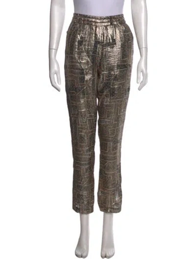 Pre-owned Isabel Marant Silk Straight Leg Pants In Gold