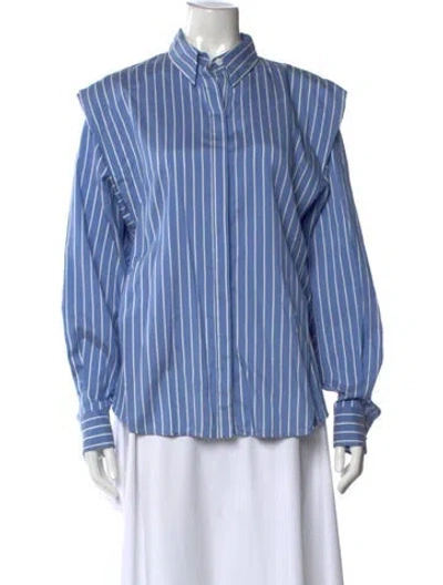 Pre-owned Isabel Marant Silk Striped Blouse In Blue