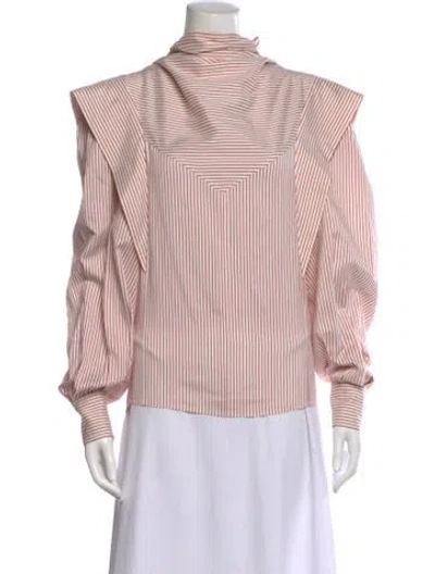 Pre-owned Isabel Marant Silk Striped Blouse In White