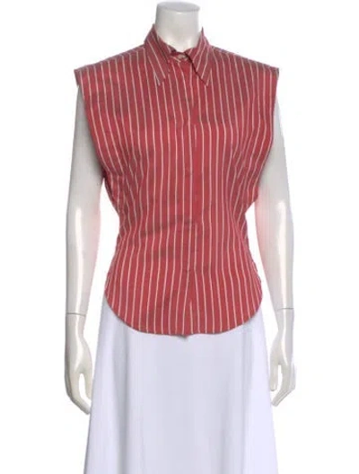 Pre-owned Isabel Marant Silk Striped Button-up Top In Red