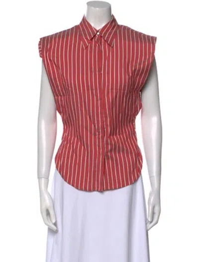 Pre-owned Isabel Marant Silk Striped Button-up Top W/ Tags In Red