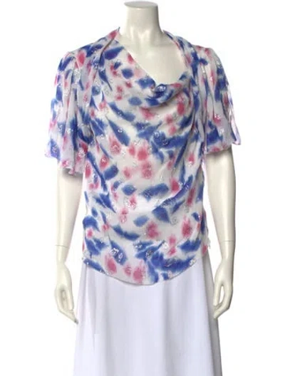 Pre-owned Isabel Marant Silk Tie-dye Print T-shirt In White