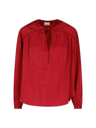 Isabel Marant Silk Tie-neck Blouse In Red