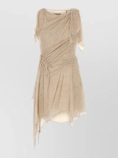 Isabel Marant Silk Trysha Mini Dress Asymmetric Draped In Neutral