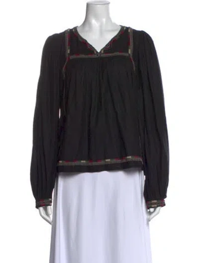 Pre-owned Isabel Marant Silk V-neck Blouse In Black