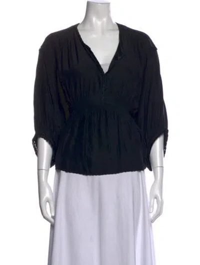 Pre-owned Isabel Marant Silk V-neck Blouse In Black