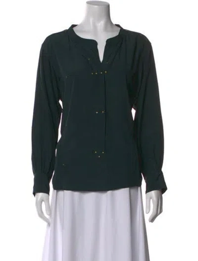 Pre-owned Isabel Marant Silk V-neck Blouse In Green