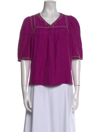 Pre-owned Isabel Marant Silk V-neck Blouse In Purple