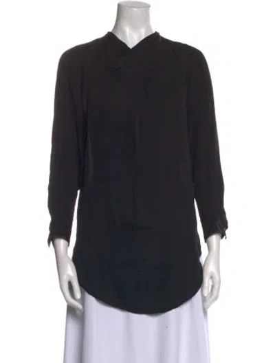 Pre-owned Isabel Marant Silk V-neck Button-up Top In Black