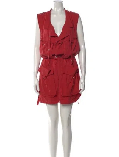 Pre-owned Isabel Marant Silk V-neck Romper In Red