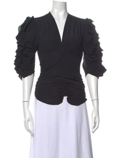 Pre-owned Isabel Marant Silk V-neck Top In Black