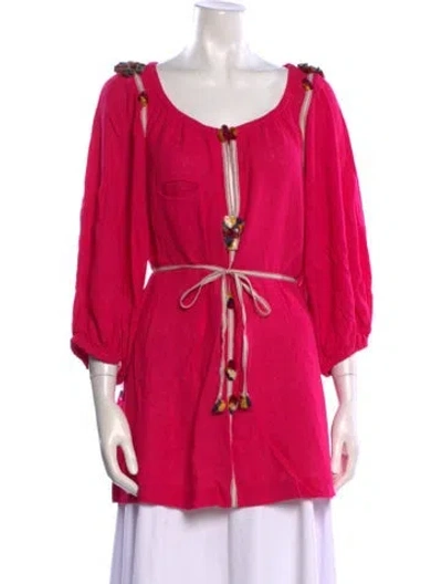 Pre-owned Isabel Marant Silk V-neck Tunic W/ Tags In Pink