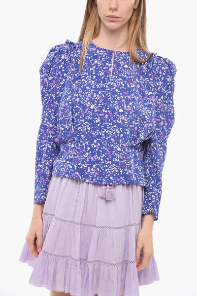 Isabel Marant Silk Zarga Blouse With Gathered Details In Purple