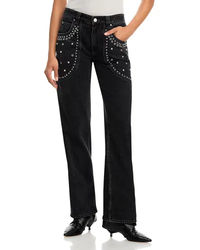 Isabel Marant Silka Mid Rise Bootcut Jeans In Faded Black