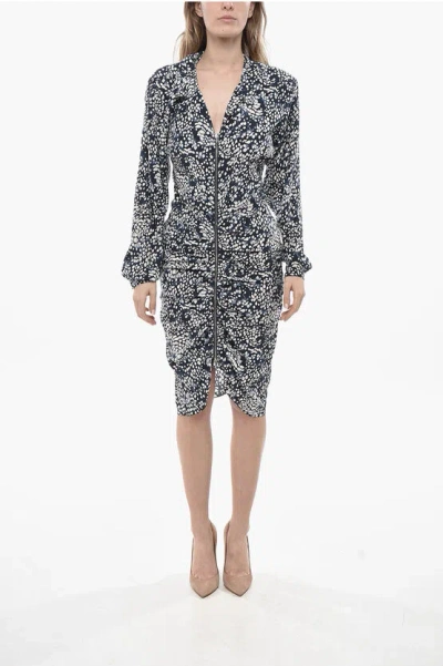 Isabel Marant Silk-blend Draped Dress Hermina With Front Zip In Multi