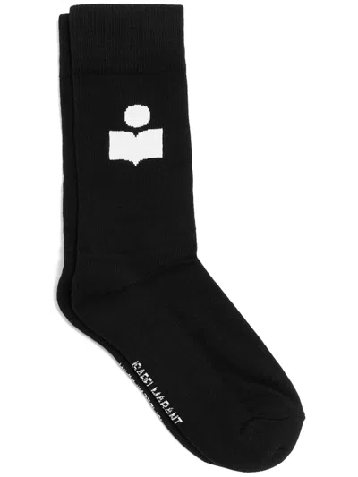 Isabel Marant Logo Knit Socks In Black
