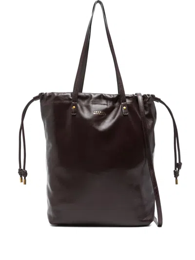 Isabel Marant Silven Drawstring Leather Shoulder Bag In Red