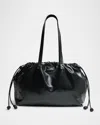 Isabel Marant Silven East-west Drawstring Leather Shoulder Bag In Black