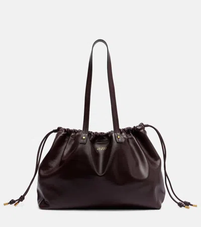 Isabel Marant Silven Large Leather Shoulder Bag In Burgundy