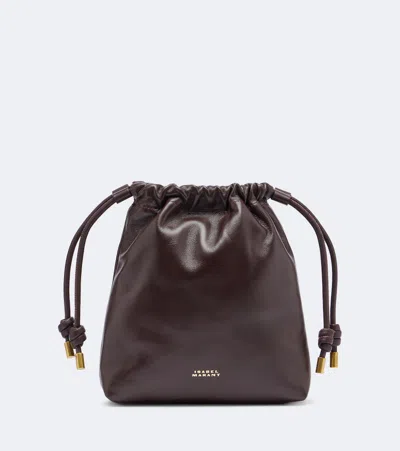 Isabel Marant Silven Mini Leather Crossbody Bag In Burgundy