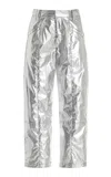 Isabel Marant Metallic-effect Straight-leg Trousers In Silver