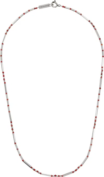 Isabel Marant Silver & Red Sergio Necklace In Rdsi