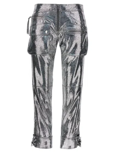 ISABEL MARANT SILVER CIANE LEATHER PANTS