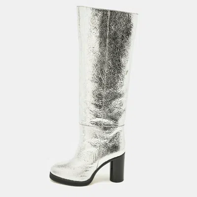Isabel Marant Silver Foil Leather Knee Length Boots