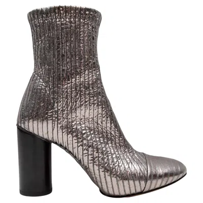 Pre-owned Isabel Marant Silver  Striped Metallic Sock Boots