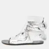 Isabel Marant Silver Leather Mosley Gladiator Flat Sandals In Silver