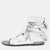 Isabel Marant Silver Leather Mosley Gladiator Flat Sandals In Multi