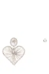 Isabel Marant Heart Shaped Wire Design Crystal Earrings In White