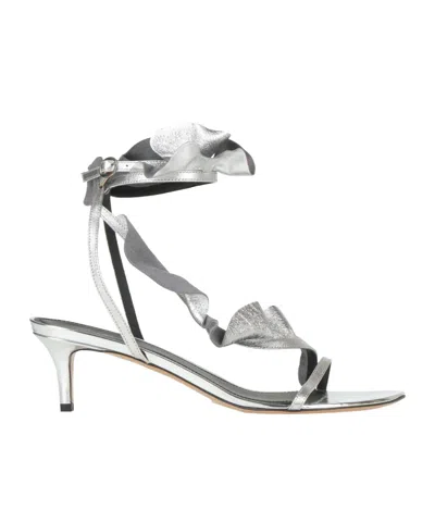 Isabel Marant Silver Round-toe Leather Sandals
