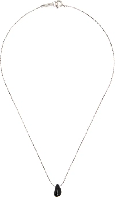 Isabel Marant Silver Stone Necklace In Bksi