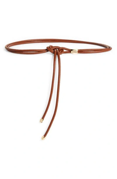 Isabel Marant Silvia Leather Belt In Cognac/ Gold Cogo