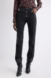Isabel Marant Silviana Pintuck Slim Fit Jeans In Black