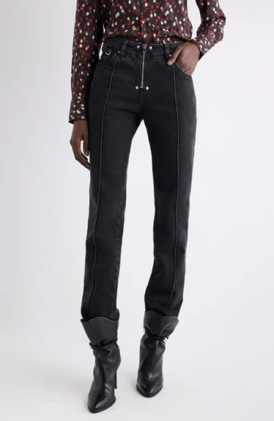 Isabel Marant Silviana Pintuck Slim Fit Jeans In Black