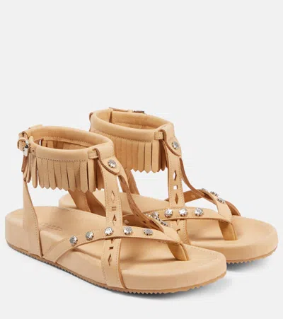 Isabel Marant Silya Studded Leather Sandals In Beige