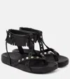 Isabel Marant Embellished Leather Straps Sandals In Black