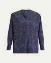 Isabel Marant Sima Mosaic Print Stretch Crepe Shirt In Blue