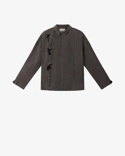 Isabel Marant Sinoe Oversized Lace-up Linen Jacket In Black
