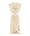 Isabel Marant Sirena Knotted Cutout Brushed Stretch-jersey Midi Dress In Nude