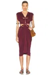 Isabel Marant Sirena Knotted Cutout Brushed Stretch-jersey Midi Dress In Burgundy