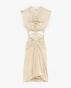 Isabel Marant Sirena Knotted Cutout Brushed Stretch-jersey Midi Dress In Ecru