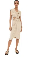 Isabel Marant Sirena Knotted Cutout Brushed Stretch-jersey Midi Dress In Ecru
